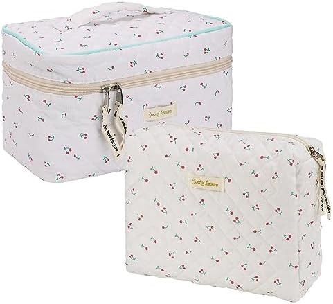 Makeup Bag Cosmetic Bag for Women,Cotton Large Travel Makeup Organizer Bag,Toiletry Bag for Women for Toiletries Accessories Brushes