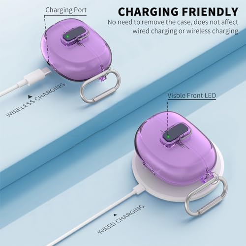 [Secure Lock] for Bose Ultra Open Earbuds Case(2024), TUDIOW Clear TPU Shockproof Protective Cover for Bose Open Ear Wireless Earbuds Accessories with Cleaning Kit & Keychain (Clear Purple)