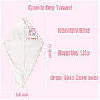 Kawaii Microfiber Hair Towel for Women, Super Absorbent Hair Shower Cap for Long Hair, Quick Dry Towel Wrap with Botton of Cute Hairbands for Women Girls Bath Accessories(Pink-1)