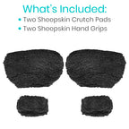 Vive Sheepskin Crutch Pads & Hand Grips for Adults, Kids, Crutches, Armpits - Accessories Knee Scooter Foot Injuries Pillow for 5ft Medical 6 feet Youth Padding Arm Underarm Folding Walking Crutches