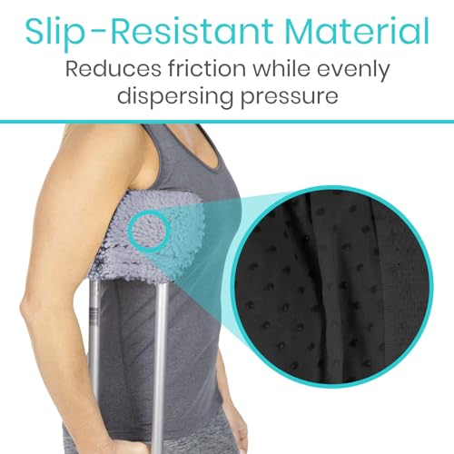 Vive Sheepskin Crutch Pads & Hand Grips for Adults, Kids, Crutches, Armpits - Accessories Knee Scooter Foot Injuries Pillow for 5ft Medical 6 feet Youth Padding Arm Underarm Folding Walking Crutches