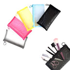 patu Zipper Mesh Bags, Pencil Case, 5 Pieces, Beauty Makeup Cosmetic Accessories Organizer, Travel Toiletry Kit Set Storage Pouch, Assorted Colors