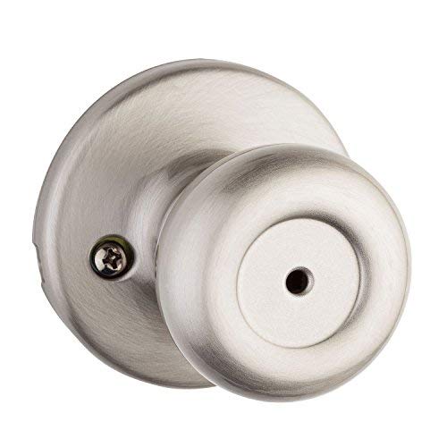 Kwikset Tylo Interior Privacy Door Knob with Lock, Door Handle For Bathroom and Bedroom, Satin Nickel Keyless Turn Lock Doorknob, with Microban Protection