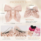 6Pcs Hair Bows for Women, Bow Hair Clips, Silky Satin Hair Bows for Girls, Pink Hair Ribbon, Cute Bow Clips for Women, Hair Accessories Valentine's Day Gifts