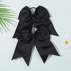 20 PCS 8 Inch Cheer Hair Bows Large Cheerleading Big Hair Bows with Ponytail Holder Hand-made Grosgrain Ribbon Hair Accessories for Teen Girls(Black)