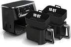 10QT Air Fryer Silicone Liners for Ninja DZ401/DZ550/SL401/SL451/DZ302,MMH 2Pcs Rectangle Food-Grade Airfryer Silicone Pot Reusable Replacement Baking Basket for Cosori 9QT 8-in-1 Dual Air Fryer,Black