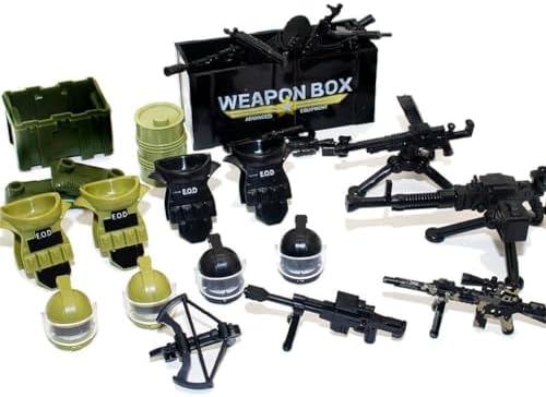 200+ Pcs Military Weapon Pack Accessories Kits Toys, Swat Team Building Block Toys, Military Soldier Style Weapon Sets, Army Equipment Gear Sets, Accessories Compatible with Major Mini figure