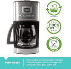 14-Cup Glass Replacement Coffee Carafe Compatible with Cuisinart Coffee Maker Models DCC-2200, DCC-2600, DCC-2800, DCC-3200, and DCC-3200P1, Coffee Pot Decanter Pitcher, Black Handle