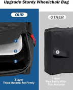 JOYTUTUS Wheelchair Bag, Wheelchair Backpack, Wheelchair Accessories Bag with Cup Holder, Storage Bag with Reflective Stripe and Shoulder Strap for Walker Rollator (14.6 * 13.8 * 5.5 in)