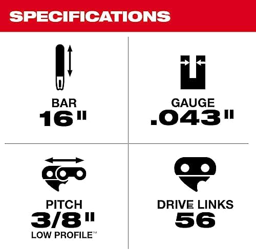Milwaukee 48-09-3001 Replacement 16 inch Chainsaw Bar