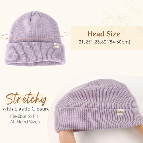YANIBEST Beanie Hat for Women Men Satin Lined Beanie Hats Winter Hat Womens Cuffed Beanies Knit Skull Cap Warm Ski Hat Unisex