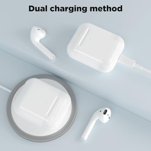 Wireless Charging case for AirPods 1st & 2nd, Air Pods 1/2 Generation Charger Case Replacement with Bluetooth Pairing Sync Button, 450 Mah Built-in Battery (No Earbuds)