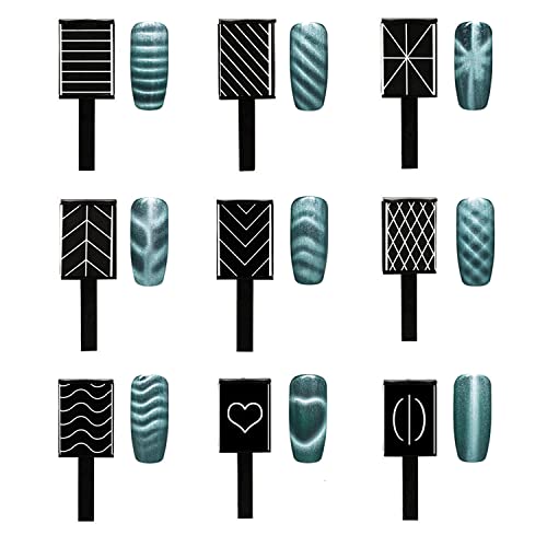 SILPECWEE 15Pcs Nail Magnet Set Cat Eye Gel Nail Polish Magnet Wand Magnetic Nail Polish Cat Eye Magnet for Nails Cat Eye Magnets Sticks Nail Design Tools Nail Art Accessories