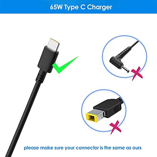 65W 45W USB C Laptop Type C AC Power Adapter Charger Replacement for Lenovo Yoga 910 920 C630 C930 S940 Chromebook 300E 500E C330 C340 S330 ThinkPad L580 L590 E580 E585 etc.