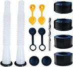 Gas Can Spout Replacement, Gas Can Nozzle. Spout Length is 8.1 in, Easier to use. For most 1/2/5/10 gal oil cans. With Gas Tank Vent Caps, Thick rubber pad, Spout Cover, Base Caps (2 Kit-White)