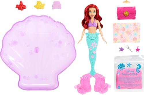 Mattel Disney Princess Toys, Ariel Mermaid Doll & Pool Set with Moldable Sand, 3 Molds & 6 Accessories, Inspired by The Little Mermaid Movie