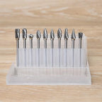 Carbide Burr Set Compatible with Dremel Rotary Tool 10Pcs Die Grinder Bits Rotary File Rasp with 1/8" Shank Tool Accessories for Attachments Cutting Burrs Metal Grinding Engraving Porting Double Cut