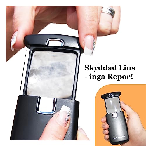 EasY Magnifier Small Pocket Magnifying Glass 3X with LED Light For Reading Fine Print; Mini Lighted Hand Held Acryl Lens; Read Lables In Stores; Magnify Glasses For Close Work;Helpful Gift For Seniors