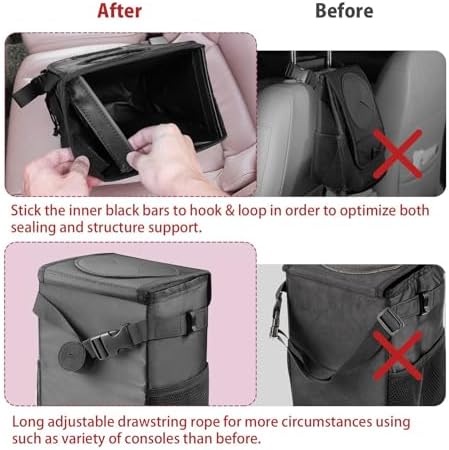 Ryhpez Car Trash Can with Lid - Truck Trash Bin Storage Bag, Automotive Garbage Can Waterproof, Collapsible Interior Car Accessories for Women Men Road Trip Essentials