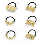 Hair Ties for Women, Gold Metal Hair Cuffs Hair Accessories Elastic Hair Ties Ponytail Cuff Hair Bands for Both Thick Hair and Thin Hair