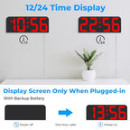 SZELAM Digital Wall Clock, 9.6” LED Large Digital Alarm Clock with Remote Control, 3 Inch Font, Desk Modern Electric Wall Clock for Living Room Bedroom Garage Decor Teens Elderly - Red