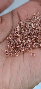 Transparent Gold Lined Loc sprinkle Hair Beads, Crystal Clear DreaLock Hair Accessories (Rose Gold Sprinkles)