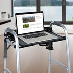 HOOMTREE Walker Tray for Folding Walker, Mobility Table Trays for Walkers for Seniors with Cup Holder,Walker Trays for Rolling Folding Walker,Walker Accessories for Elderly (Black Without Pockets)