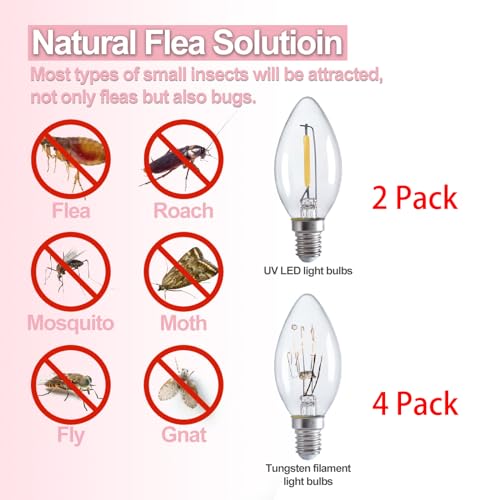 Flea Traps for Inside Your Home with Light 2 Packs, Flea Light Trap for Indoor Bed Bug, Insect Killer Pest Control Sticky Natural Trapper