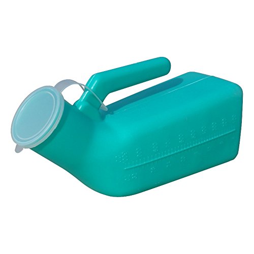 YUMSUM Thick Firm Male Urinal Urine Bottle with Replacement Lids 32oz./1000mL (Green,2 Pack)