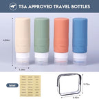 FADVAN Travel Bottles for Toiletries, 3.3oz Tsa Approved Travel Size Containers, BPA Free Leak Proof Silicone Travel Bottles, Refillable Travel Accessories Easy to Squeeze and Clean (Morandi)