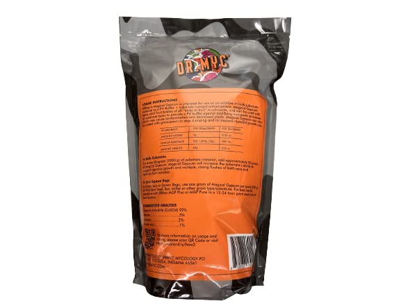 DrMyc.com Magical Gypsum for Mushroom Substrates - Lab Grade Purity Gypsum with Organic Humic Acid, Biochar, Sucrose & MGP Microbes for Mushroom Growing (3.0 lbs)