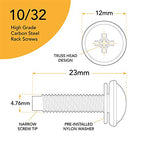 10-32 Rack Screws 50-Pack - Versatile Server Rack Accessories for Network Cabinets, Audio Mounts, Studs and Recording Studio Includes Nylon Washers. Perfect for Rackmounts