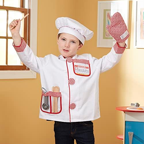 Melissa & Doug Chef Role Play Costume Dress -Up Set With Realistic Accessories Pretend Chef Outfit, Costume For Kids, Toddlers, Ages 3+