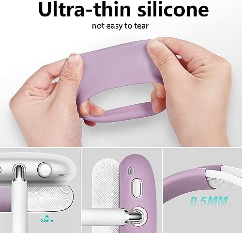 Case for Airpods Max Headphones,Ear Pad Case Cover/Ear Cups Cover/Headband Cover for AirPods Max(USB-C/Lightning)(2024/2020),Silicone for Apple Airpod Max, Accessories Cases(Lavender Purpl)
