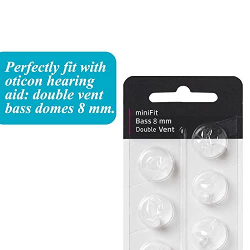 Hearing Aid Domes for Oticon Replacements, Oticon Minifit Double Vent Bass Domes (8 mm/2 Packs）, Universal Domes for Oticon Hearing Aid Supplies.