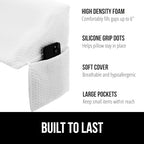 GORILLA GRIP Patent Pending King Bed Wedge Pillow Headboard Gap Filler, Comfortable and Supportive High Density Foam Angled Pillows, Stay in Place Gripping Dots, Wedges Between Mattress, White