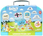 Bluey – Picnic Basket Set – 30 Piece Wooden Roleplay Toy with Carry Case, Cutlery & Pretend Food Accessories for Kids – FSC-Certified Material – Fun Imaginative Kit for 3 Years and Up