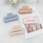 Ahoney 5 Inch Fuzzy Hair Claw Clips Extra Large Claw Clips Big Hair Clips for Thick Long Hair, Strong Hold Non-slip Jumbo Jaw Clips, Hair Accessories for Women (Warm)