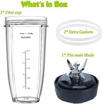 [ New Model] Replacement blender Blade and 24oz Cup Accessories, Only Compatible with Nutri Ninja SS150,SS151,SS300, SS350,SS351, CO351B, SS100, SS101, CO101B,SS400,SS401