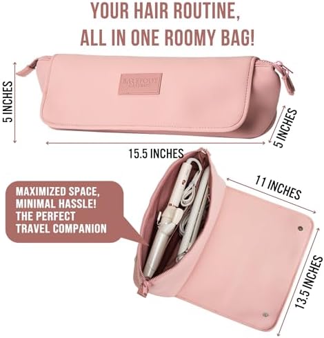 Hair Tools Travel Bag and Heat Resistant Mat for Flat Irons, Straighteners, Curling Iron, and Haircare Accessories, 2-in-1 design, with Interior Pockets, Portable Organizer