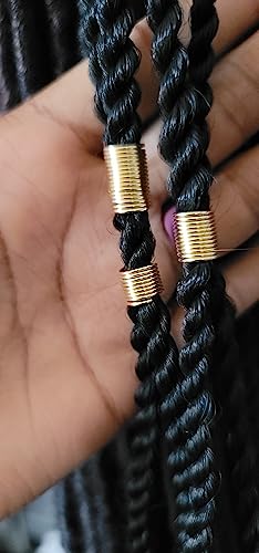 Beaditwearitloveit Copper Dreadlock Coils Wire Wrapped Loc Jewelry Beads For Braids Twists Natural Hair Cuffs Handmade Accessories (Gold)
