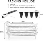 Upgrade Air Fryer Rack,Three Stackable Dehydrator Racks for Gowise Phillips USA Cozyna Ninja Airfryer,Stainless Steel Rectangle Air Fryer Rack,Ninja Dual Air Fryer Accessories (Rectangle)