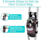 Vive Crutch Accessories Bag - Pouch for Crutches - Accessory Storage Carry Kit for Women, Men, Adults, Kids - Cup and Bottle Pocket Holder with Ergonomic Design (Purple)