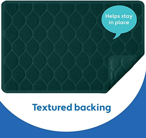 MIGHTY MONKEY Waterproof BPA Free Cat Litter Box Trapping Mat, Easy Clean Floors, Textured Backing, Soft on Sensitive Kitty Paws, Cats Accessories, Less Waste, Stays in Place, 35x23, Hunter Green
