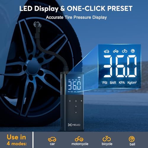 Tire Inflator Portable Air Compressor, 10000mAh Cordless Air Pump for Car Tires, 150PSI Electric Bike Tire Pump with Pressure Gauge, LED Light for Motorcycle, Bicycle, Ball, Car Accessories