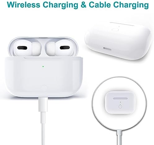 Wireless Charging Case Compatible with AirPods Pro 1st & 2nd Generation, for Airpods Pro Charger Replacement Cases, Support Bluetooth Pairing&Sync Button,White