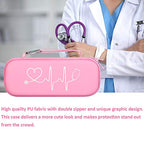 BOVKE Stethoscope Case fits 3M Littmann Classic III Monitoring Stethoscope, Lightweight II S.E, MDF Acoustica, Cardiology IV Diagnostic Stethoscope Holder with Pocket for Nurse Accessories, Pearl Pink