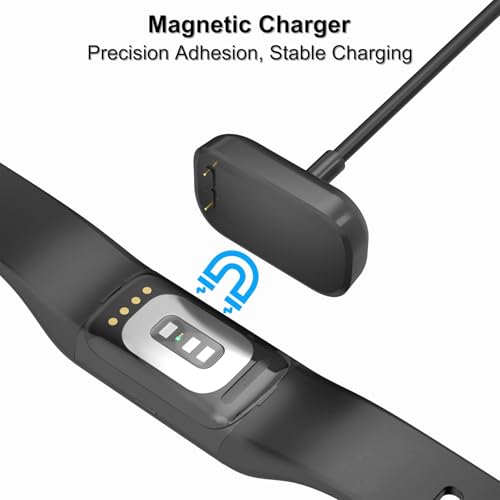 USB Charger for Fitbit Charge 6/5 Luxe, Magnetic Charging Cable with Reset Button, Power Cord Replacement with Type-C Adapter for Fitbit Charge 6/5 Luxe Watch, (50CM | Black)