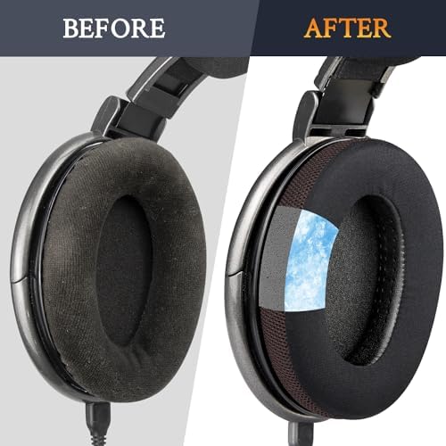 SOULWIT Cooling-Gel Earpads Cushions Replacement for Sennheiser HD650, HD660 S, HD660S2, HD600, HD6XX, HD58X, HD580, HD565, HD545, HD535 Headphones, Ear Pads with Ice Silk Fabric - Dark Coffee