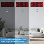 SZELAM Digital Wall Clock, 9.6” LED Large Digital Alarm Clock with Remote Control, 3 Inch Font, Desk Modern Electric Wall Clock for Living Room Bedroom Garage Decor Teens Elderly - Red